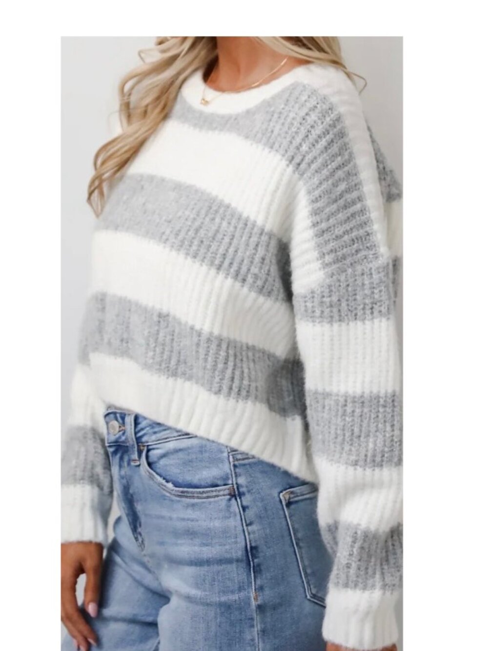 NWOT Hudson Gray Cropped Striped Sweater Size M